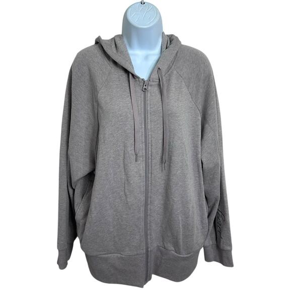 Victoria's Secret Full Zip Hoodie Sz L Fleece Sweatshirt Athletic Grayish Purple - Picture 5 of 8